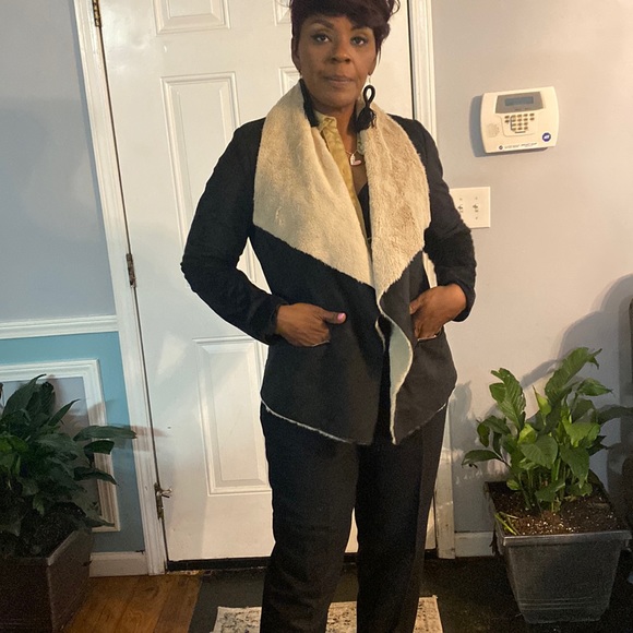 PPLA Jackets & Blazers - Black fur  aviator cropped jacket shrug coat